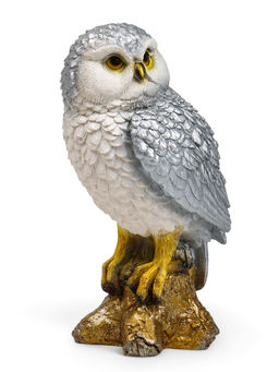 Фигурка полистоун «Сова на коряге», серебро, 9×12×19 см