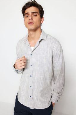 Mavi Regular Fit %100 Pamuk Keten Gorunumlu Gomlek TMNSS23GO00111