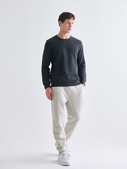 Bisiklet Yaka Uzun Kollu Erkek Sweatshirt