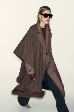 WOOL SCARF WITH FAUX FUR - Zara фото 2