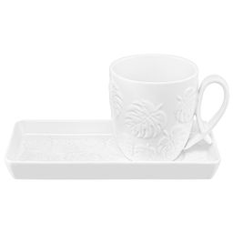 Чашка 300 мл 11*8,3*9,5 см "Тропики" с фарфоровым блюдцем для десерта 20,5*10*2 см