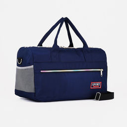 Сумка спортивная на молнии, отдел для обуви, длинный ремень, цвет синий