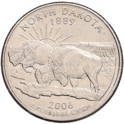 Монета 1/4 доллара (25 центов) 2006 года P США Штаты и территории  Северная Дакота