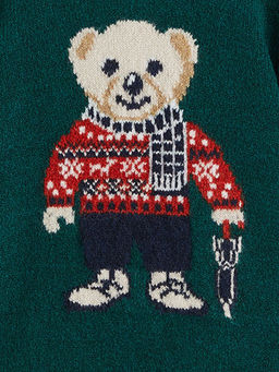 Bisiklet Yaka Ay? Teddy Desenli Erkek ?ocuk Triko Kazak