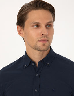 Lacivert Slim Fit Uzun Kollu G_mlek
