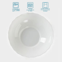 Салатники Avvir Дива, набор 7 шт.: 6 шт.: d=11 см, 1 шт.: d=20 см, стеклокерамика, белые