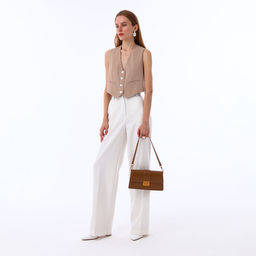 Сумка женская мессенджер TEXTURA на клапане, 26×8.5×14 см, светло-коричневая