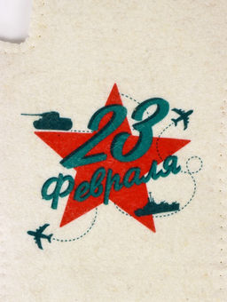 Рукавица для бани с принтом "23.02", белая