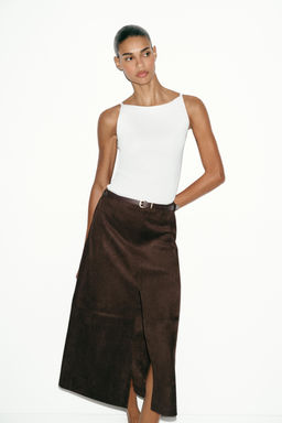 FALDA EFECTO ANTE CINTUR?N / Marr?n chocolate - Zara фото 3