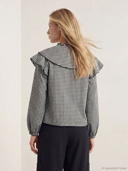 Ba?lamal? Yaka Ekose F?rf?rl? Bluz