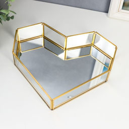 Подставка универсальная для мелочей с зеркалом Сердце, стекло, подсвечник, 5.5?20.5?25.5 см