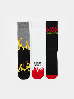 Bask?l? Erkek Soket ?orap 3l?