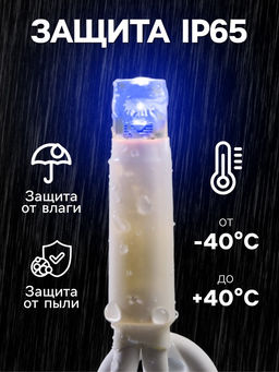 Гирлянда «Бахрома» 3×0.9 м, IP65, УМС, тёмная нить каучук, 144 LED, свечение мульти, 220 В