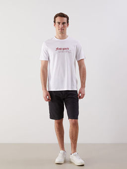 Bisiklet Yaka K?sa Kollu Bask?l? Penye Erkek Ti??rt