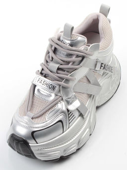 03-18C GREY/SILVER Кроссовки женские (натуральная кожа, искусственная кожа)