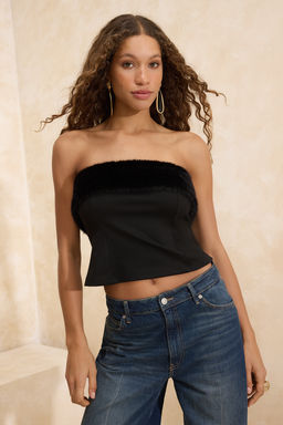 Siyah Kurk Detayl? Straplez Party Bluz TPRSS26BZ00011