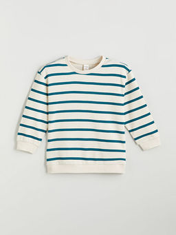 Bisiklet Yaka ?izgili Erkek ?ocuk Sweatshirt