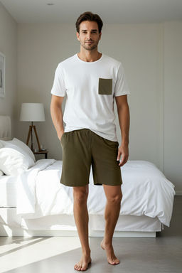 TRENDYOL MAN Lacivert Gri Regular Fit Dokulu Sortlu Orme Pijama Tak?m? TMNSS25PT00021
