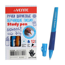Цена за 12 шт. Ручка обучающая для левши deVENTE Study Pen, узел 0.7 мм, каучуковый держатель, чернила синие на масляной основе