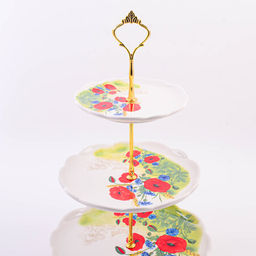 60287 Конфетница 3х-ярусная Цветущие Маки доломит LR (х16) - Mayer&boch фото 2