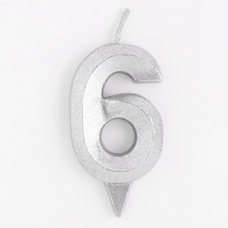 Цена за 3 шт. Свеча в торт «Цифра 6», серебряная, 6.5 см