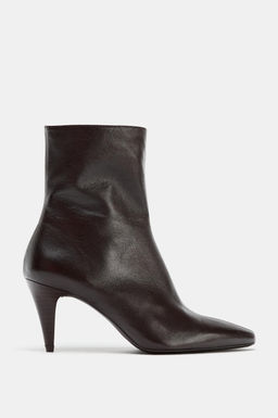 LEATHER HEELED ANKLE BOOTS - Zara фото 11