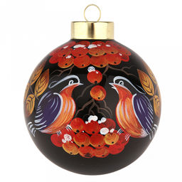 Елочная игрушка шар стеклянная д9,5см, черный, ручная художественная роспись, подарочная упаковка (Россия) - Домашняя Мода фото 2