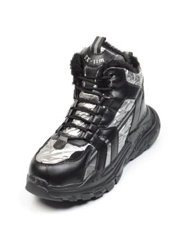 04-8525-4 BLACK Ботинки зимние женские (искусственные материалы)
