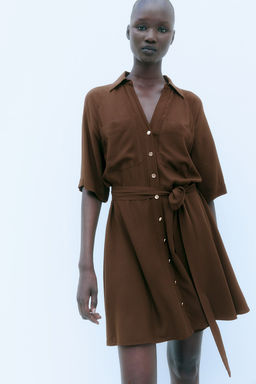 Vestido camisero con cinturon de anudar - H&m фото 3