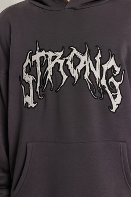 TRENDYOL MAN Antrasit Oversize/Genis Kesim Ici Polar/S?cak Tutan Kapusonlu Sweatshirt TMNAW24SW00029 - Trendyolmilla фото 15