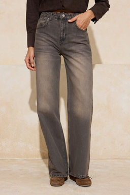 Antrasit Yuksek Bel Genis Paca Wide Leg Jeans TWOSS26JE00054 - Trendyolmilla фото 3