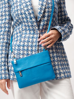 Кожаная сумка Deboro 3017 голубая река