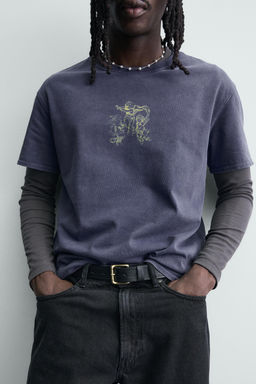 CAMISETA ESTAMPADOS LAVADOS / Azul tinta - Zara фото 6