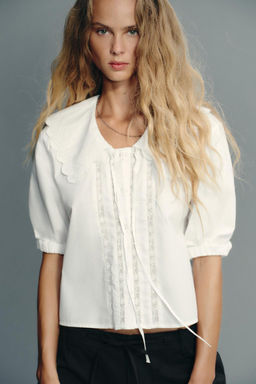 EMBROIDERED PETER PAN COLLAR SHIRT - Zara фото 3