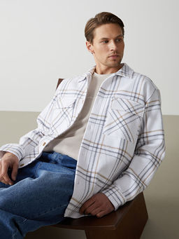 Regular Fit Uzun Kollu Ekose Erkek G?mlek Ceket