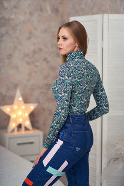 Водолазка женская вискоза набивная зел/огурец