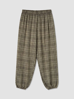 Beli Lastikli Ekose Kad?n Jogger Pantolon