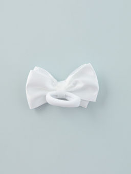 Цена за 6 шт. Бант для волос на резинке «Школьница», кружева, 7 см, белый