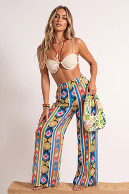 Geometrik Desenli Dokuma Plaj Pantolon TBESS26PL00022