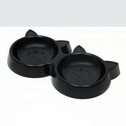 Миска двойная Кошка 27 х 14 х 13,5 см, черная - Пижон фото 2