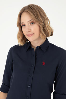 Женская базовая рубашка темно-синего цвета с длинным рукавом - U.s. polo assn фото 9