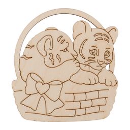 Заготовка для декорирования Mr. Carving ВД-989 Подвеска Тигрята в корзине фанера 9 х 8.5 х 0.3 см .