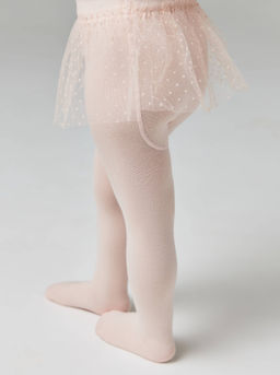 CONTE Хлопковые колготки TIP-TOP с декоративной юбочкой из фатина персик
