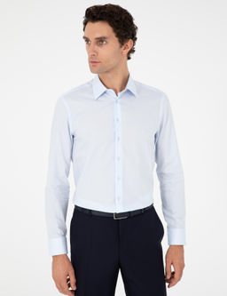 Голубая зауженная рубашка с длинным рукавом - Cacharel фото 3