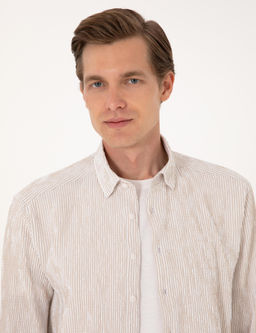 Bej Regular Fit Uzun Kollu G_mlek - Pierre cardin фото 2