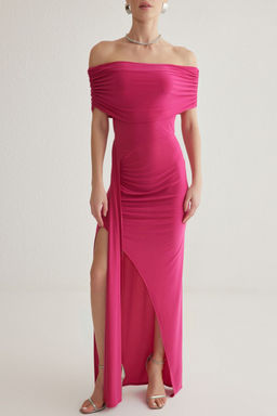 Fusya Vucuda Oturan Carmen Yaka Orme Uzun S?k Abiye Gece Mezuniyet Elbisesi TPRSS25AE00029