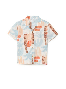 Resort Yaka K?sa Kollu Bask?l? Erkek Bebek G?mlek