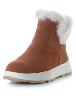 10-M7 BROWN Ботинки зимние женские (натуральная замша, нат.мех и шерсть)