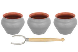 Набор 3-х горшков 600 мл 12,5*12,5*12 см "TerraCotta" с ухватом серый