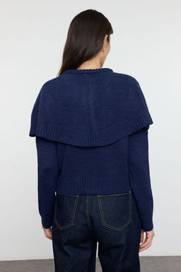 Lacivert Dugmeli Kol Detayl? Bisiklet Yaka Triko H?rka TWOAW25HI00371